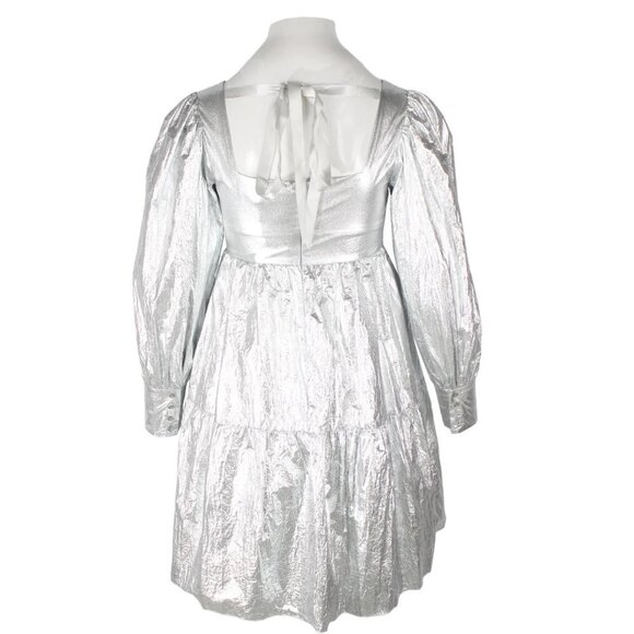 Rachel Antonoff Christa Empire Dress in Silver 2 NWT - Picture 4 of 6